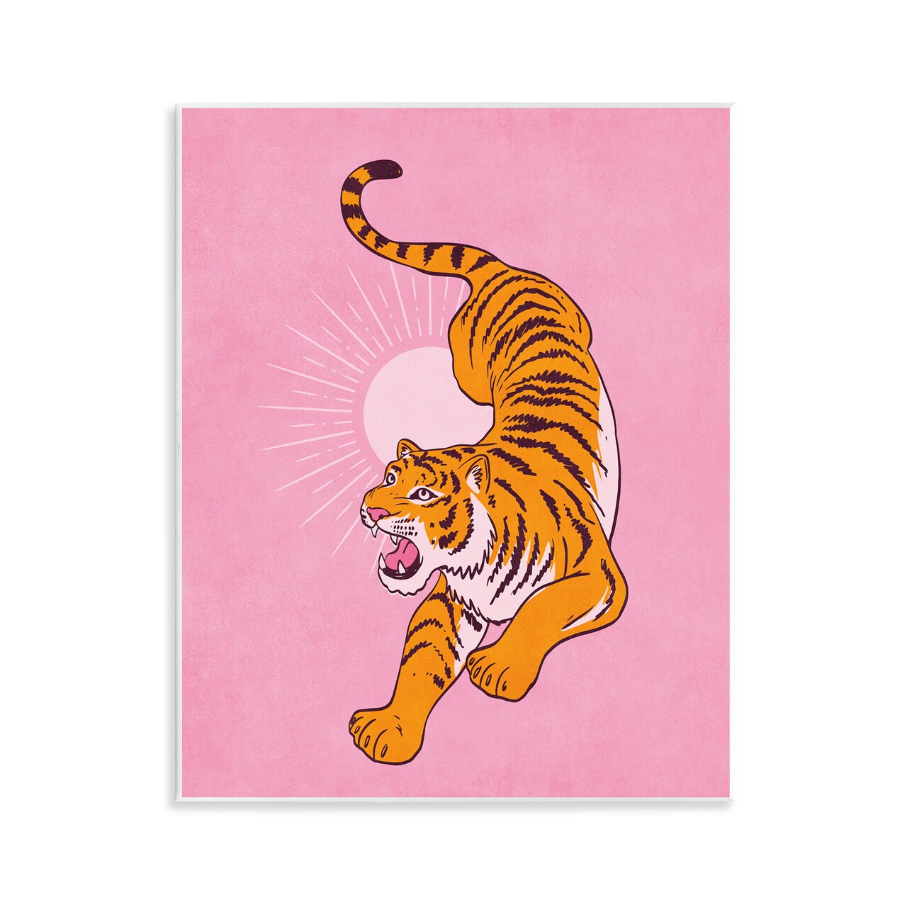 Stupell Industries Preppy Roaring Tiger Wall Plaque Art Design by Nataly White